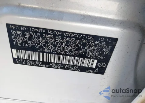 2017 Lexus Is 200T z USA, uszkodzony, nr VIN JTHBA1D2XH5040834